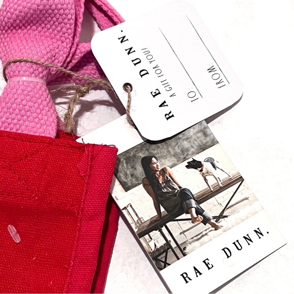 Rae Dunn Set of Two Small LOVE Cloth Tote Bags Red/Pink - Picture 7 of 13